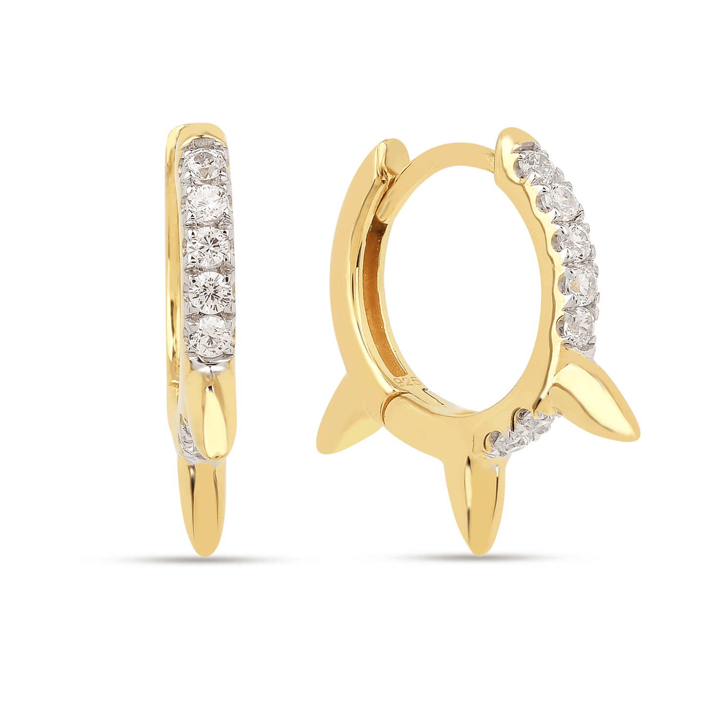 Boucles d'oreilles en Argent 925 doré Or jaune 18k assemblée d'Oxyde de zirconium