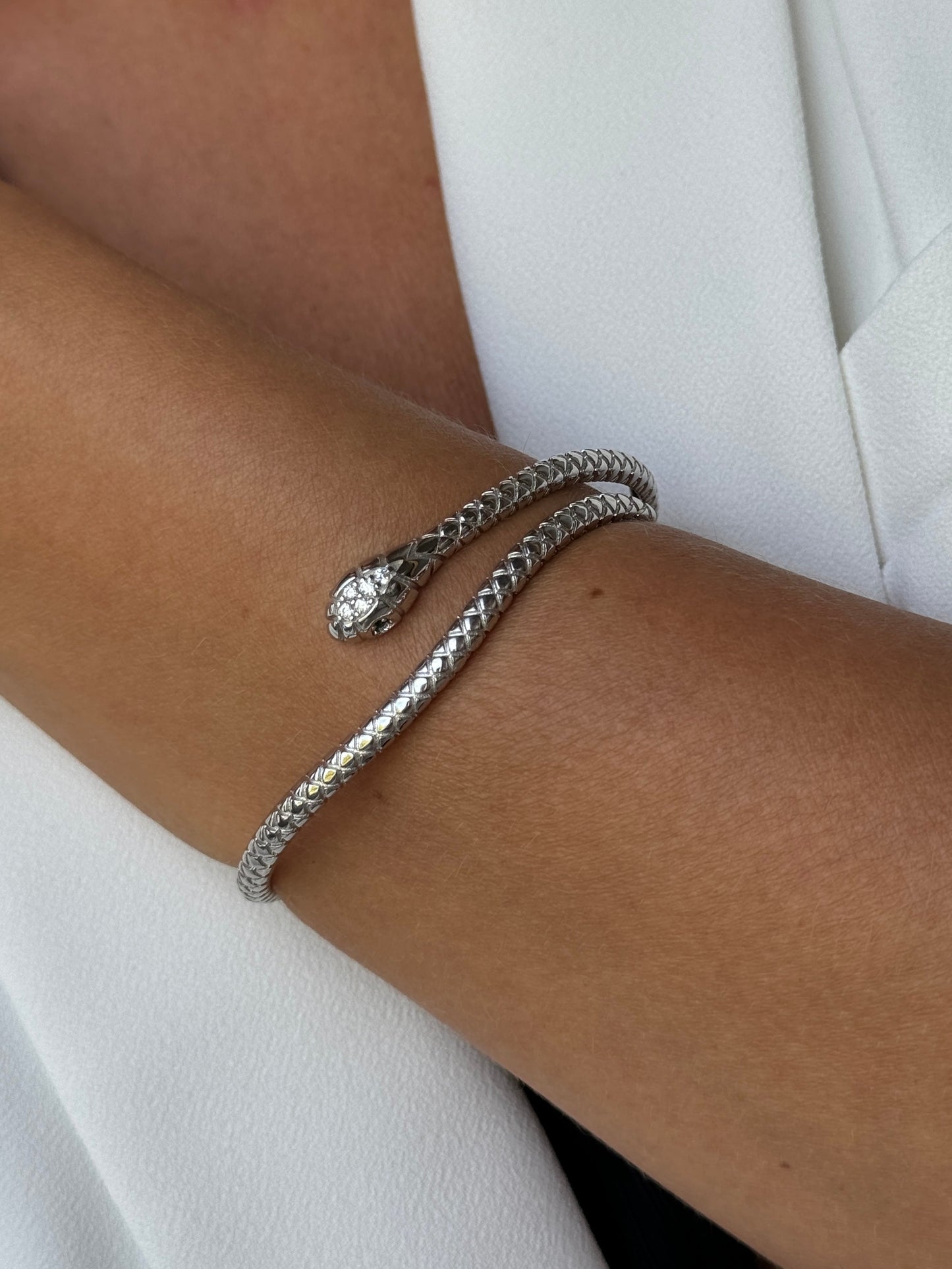 Bracelet en Argent 925 rhodié assemblée d'Oxyde de zirconium