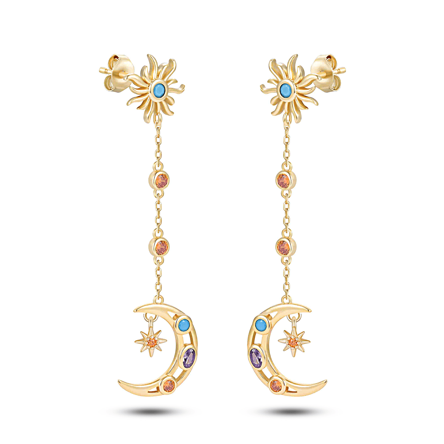 Boucles d'oreilles en Argent 925 doré Or jaune 18k assemblée d'Oxyde de zirconium