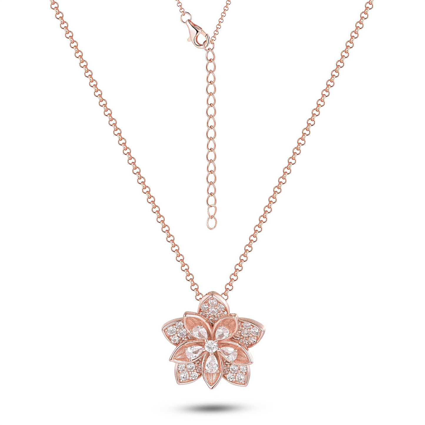 Collier en Argent 925 doré Or rose 18k assemblée d'Oxyde de zirconium