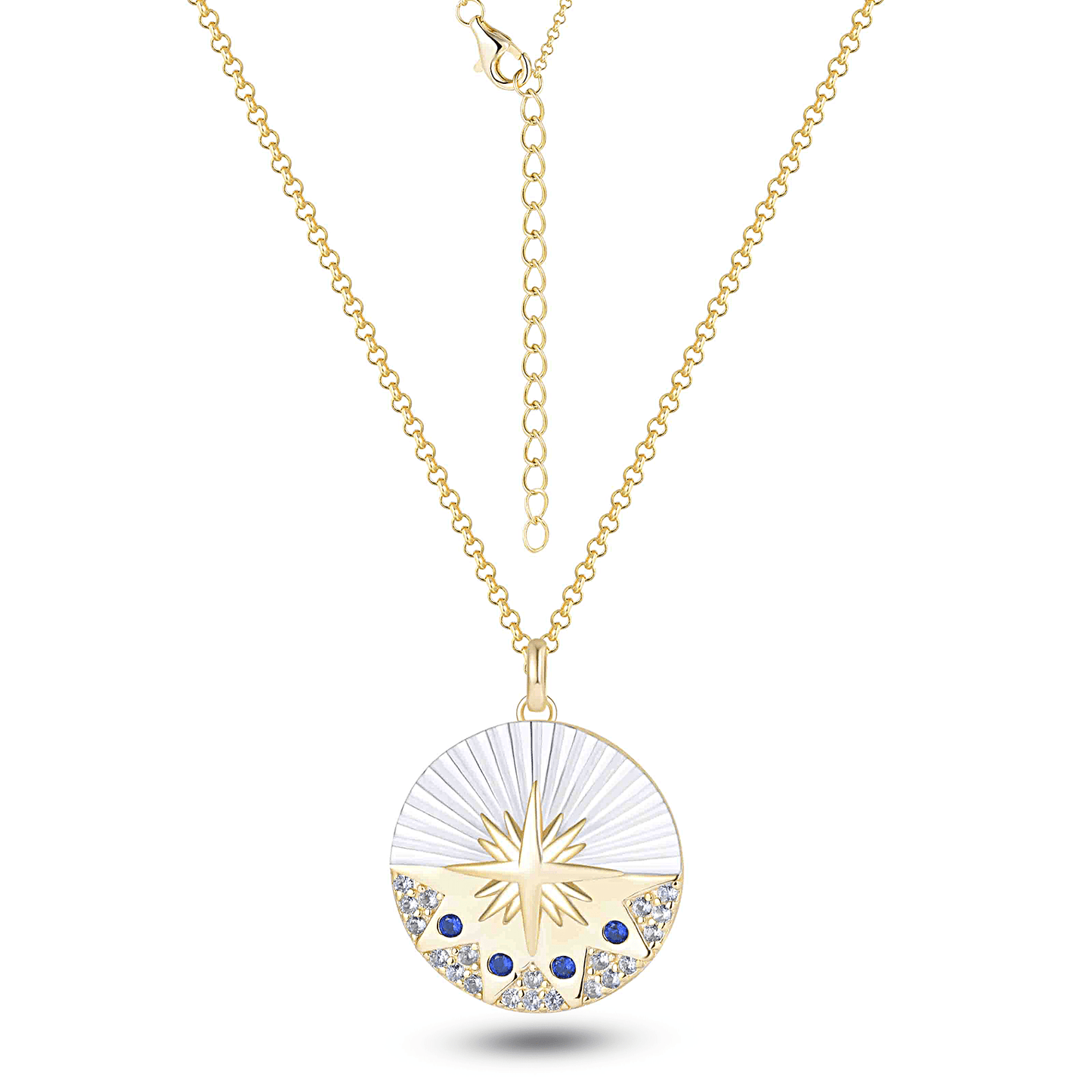 Collier en Argent 925 doré Or jaune 18k assemblée d'Oxyde de zirconium