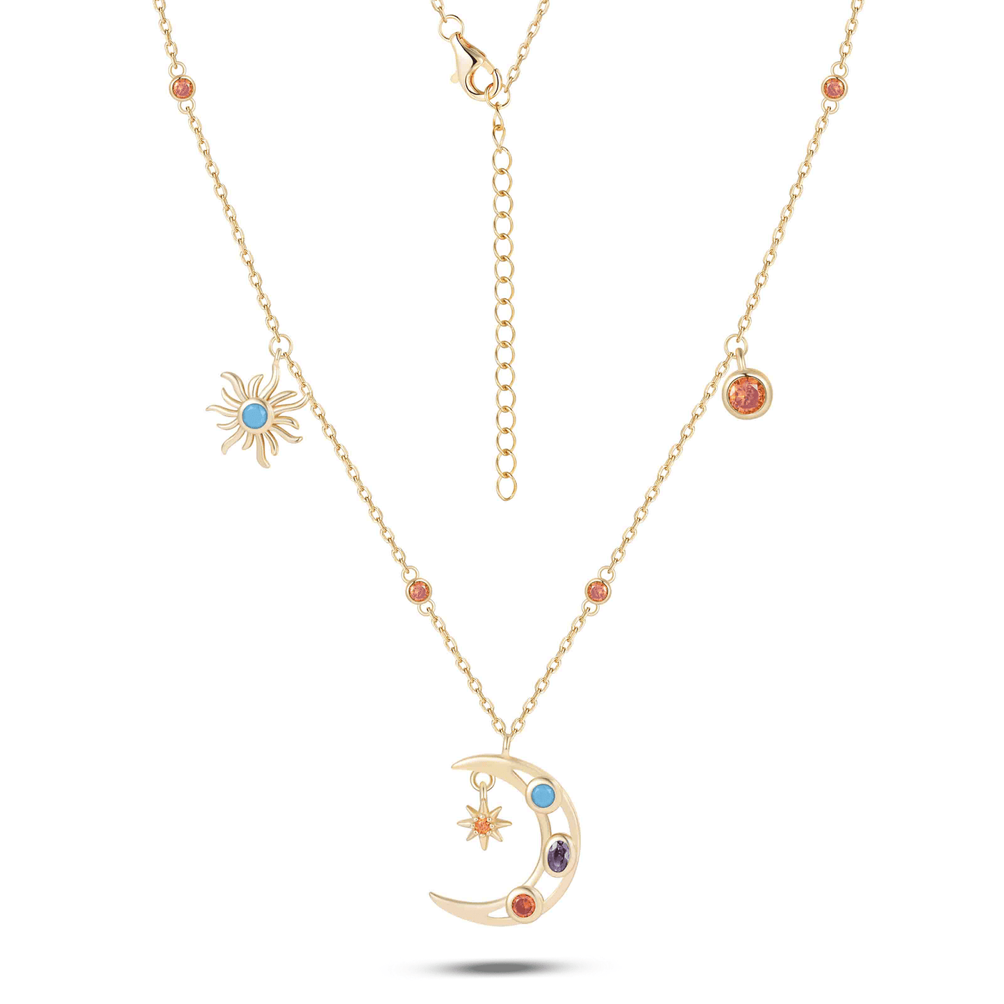 Collier en Argent 925 doré Or jaune 18k assemblée d'Oxyde de zirconium