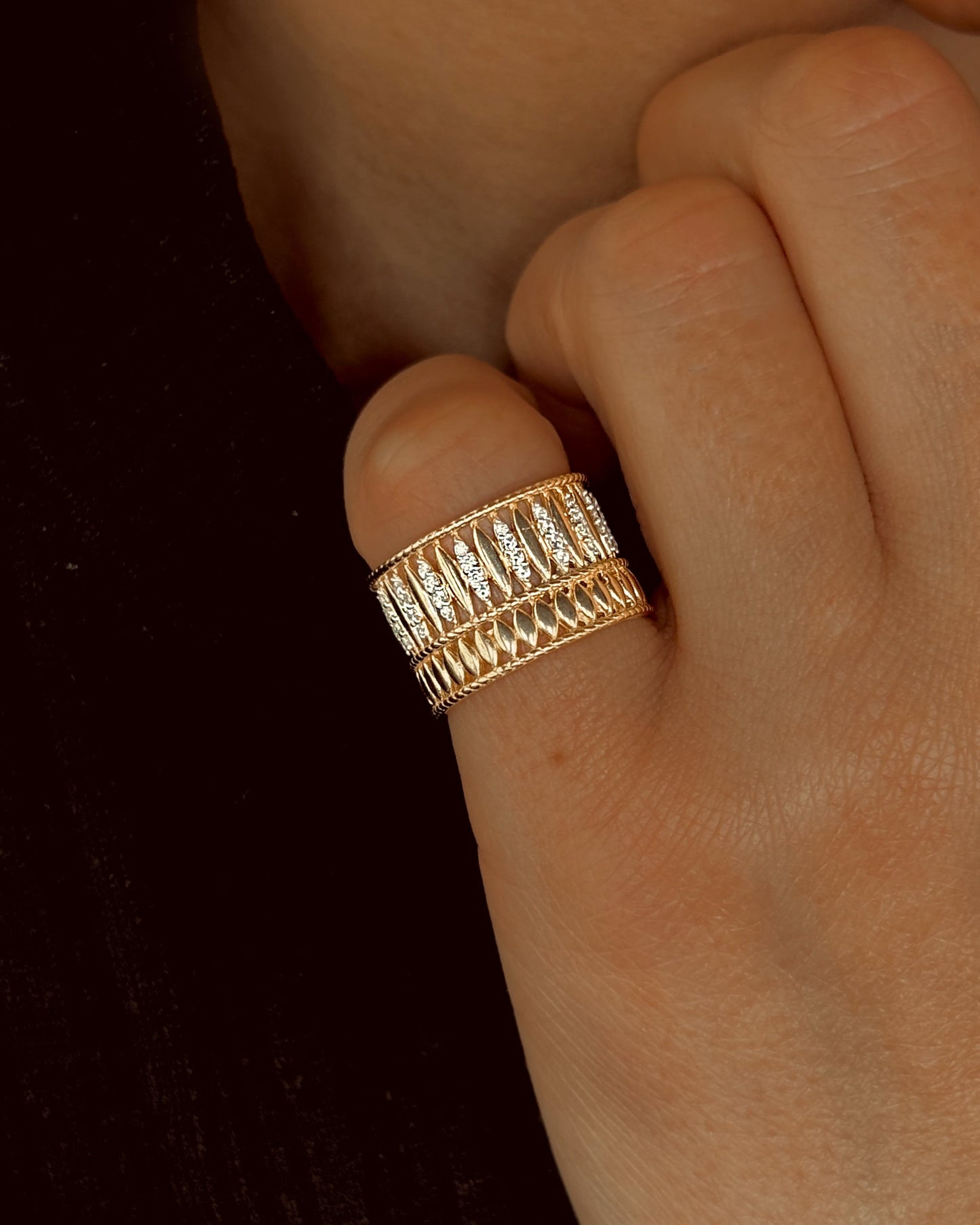 Bague en Argent 925 doré Or jaune 18k assemblée d'Oxyde de zirconium