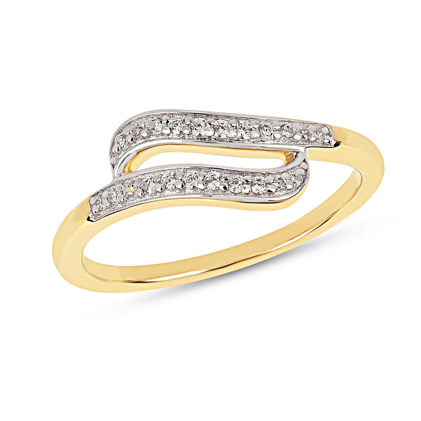 Bague en Argent 925 doré Or jaune 18k et Argent assemblée d'Oxyde de zirconium