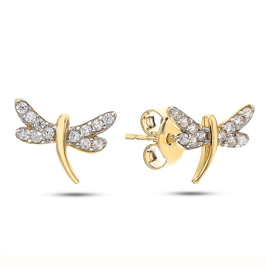 Boucles d'oreilles en Argent 925 doré Or jaune 18k assemblée d'Oxyde de zirconium