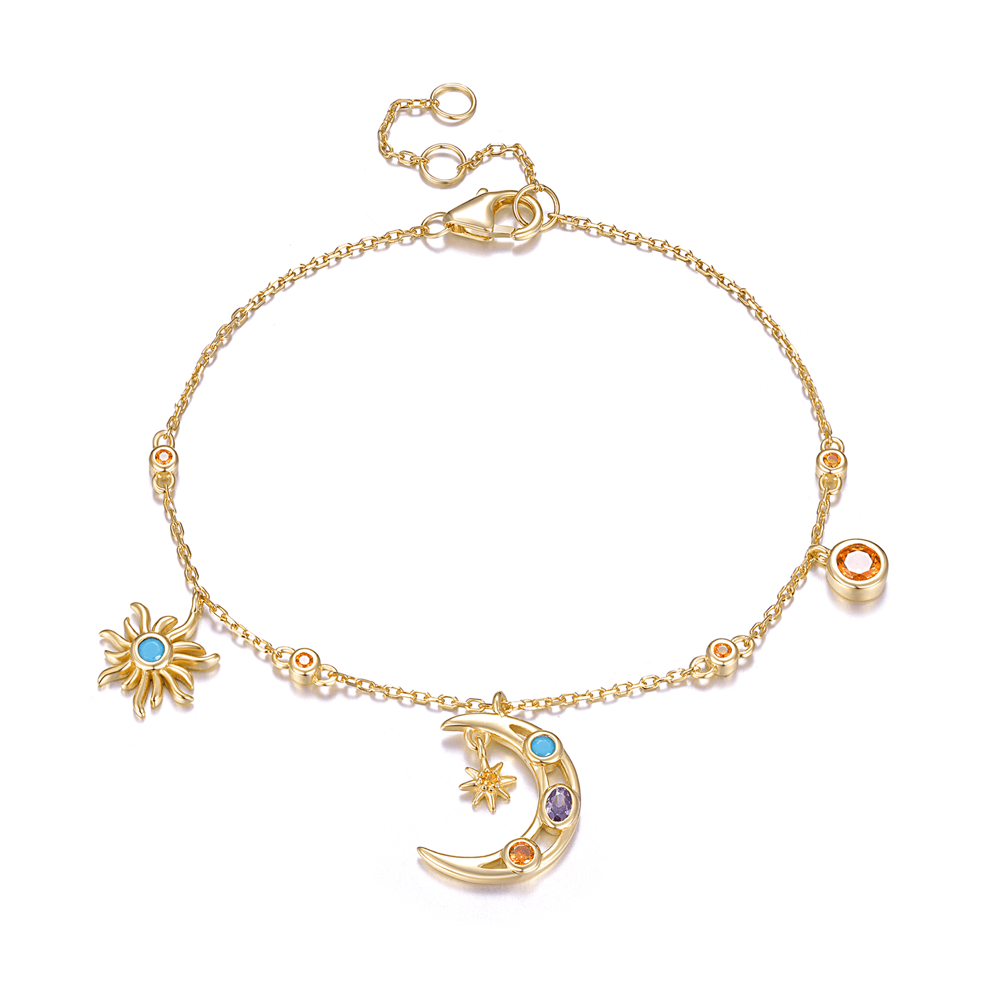 Bracelet en Argent 925 doré Or jaune 18k assemblée d'Oxyde de zirconium