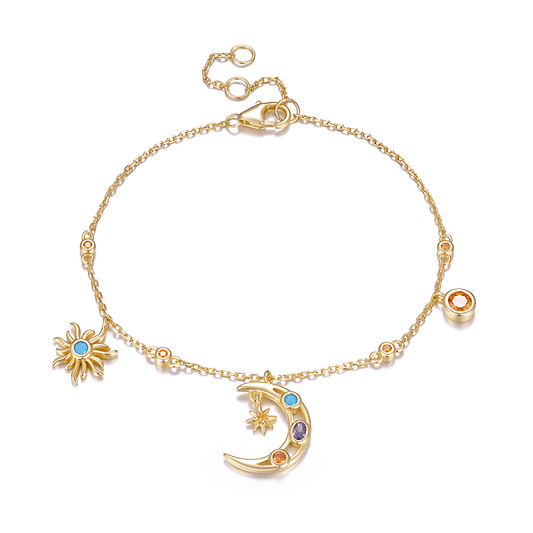 Bracelet en Argent 925 doré Or jaune 18k assemblée d'Oxyde de zirconium