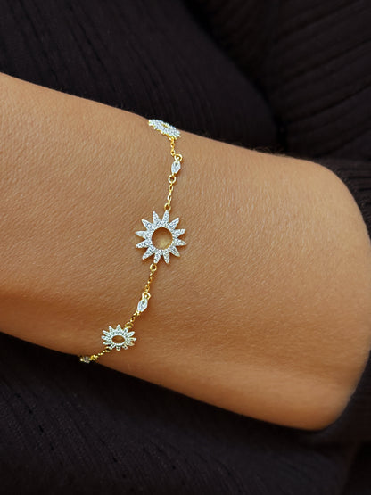 Bracelet en Argent 925 doré Or jaune 18k assemblée d'Oxyde de zirconium