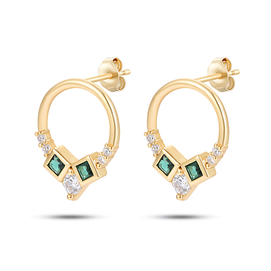 Boucles d'oreilles en Argent 925 doré Or jaune 18k assemblées d'Oxyde de zirconium