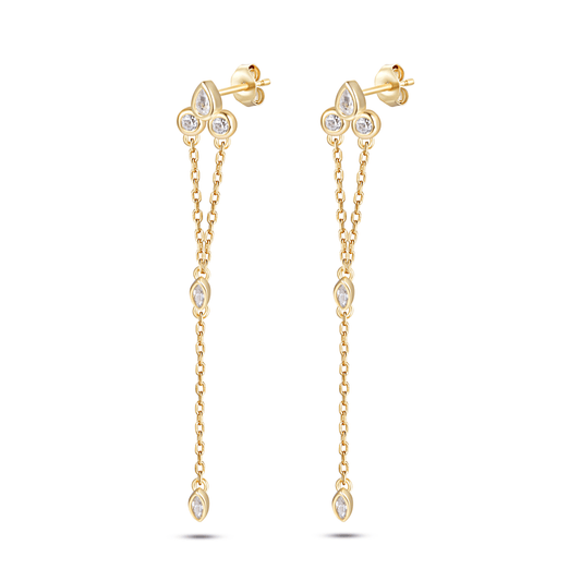 Boucles d'oreilles en Argent 925 doré Or jaune 18k assemblées d'Oxyde de zirconium