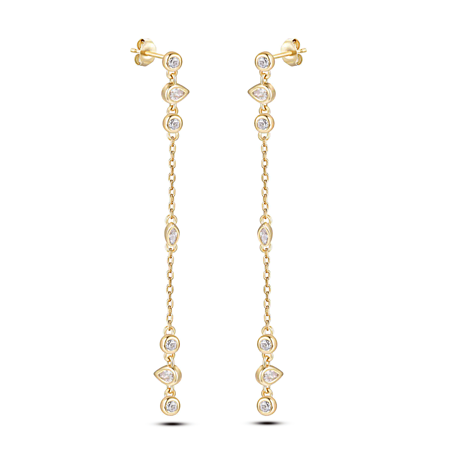 Boucles d'oreilles en Argent 925 doré Or jaune 18k assemblées d'Oxyde de zirconium