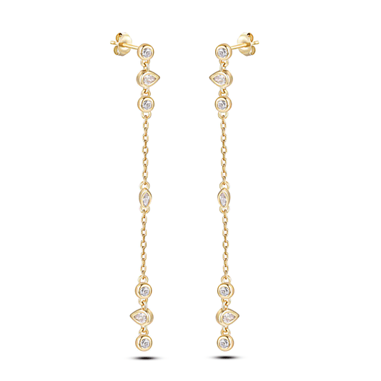 Boucles d'oreilles en Argent 925 doré Or jaune 18k assemblées d'Oxyde de zirconium