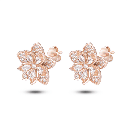 Boucles d'oreilles en Argent 925 doré Or rose 18k assemblée d'Oxyde de zirconium