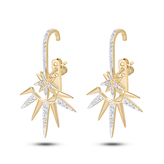 Boucles d'oreilles en Argent 925 doré Or jaune 18k assemblées d'Oxyde de zirconium