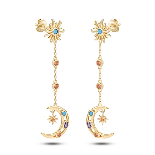 Boucles d'oreilles en Argent 925 doré Or jaune 18k assemblée d'Oxyde de zirconium