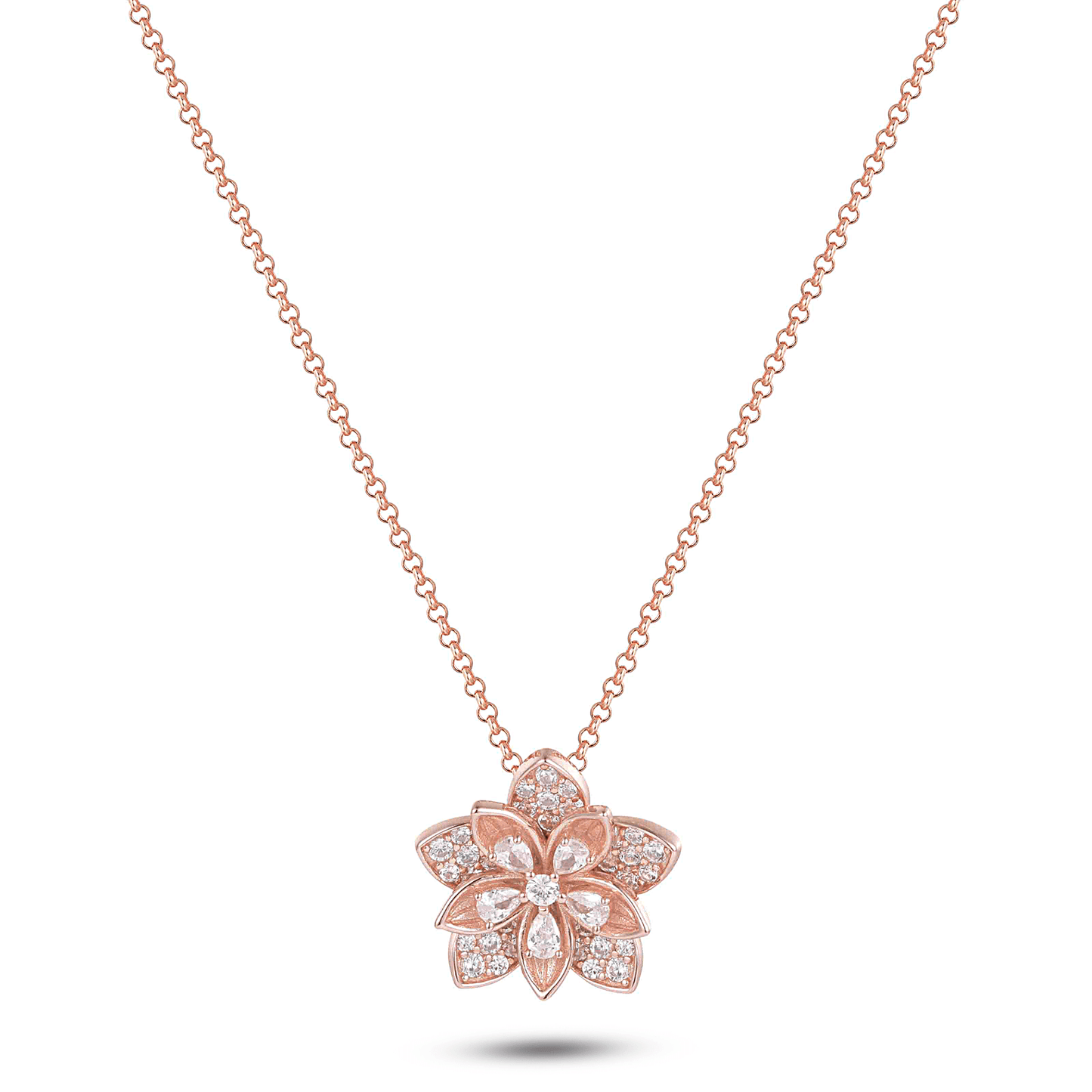 Collier en Argent 925 doré Or rose 18k assemblée d'Oxyde de zirconium