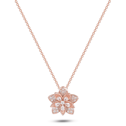 Collier en Argent 925 doré Or rose 18k assemblée d'Oxyde de zirconium