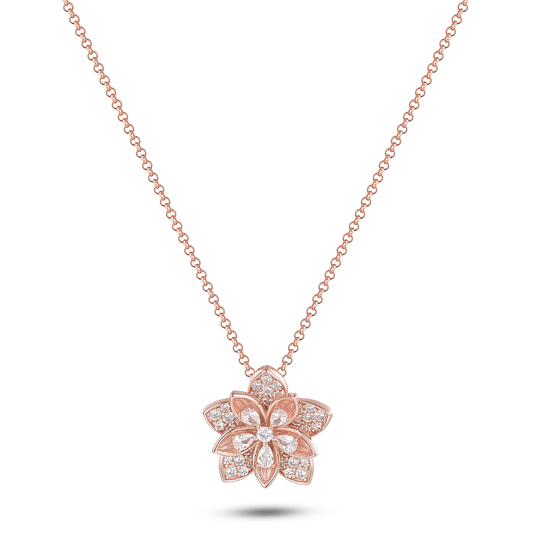 Collier en Argent 925 doré Or rose 18k assemblée d'Oxyde de zirconium