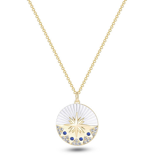 Collier en Argent 925 doré Or jaune 18k assemblée d'Oxyde de zirconium