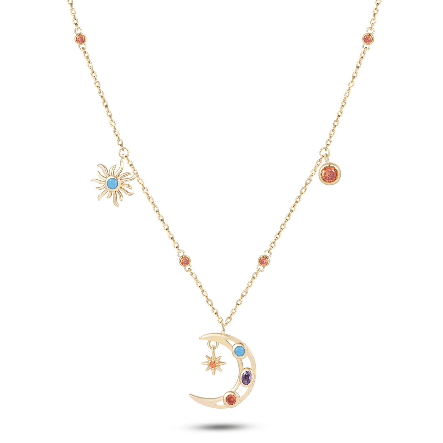 Collier en Argent 925 doré Or jaune 18k assemblée d'Oxyde de zirconium