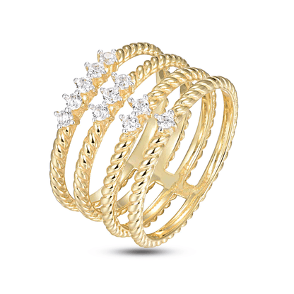 Bague en Argent 925 doré Or jaune 18k et Argent assemblée d'Oxyde de zirconium