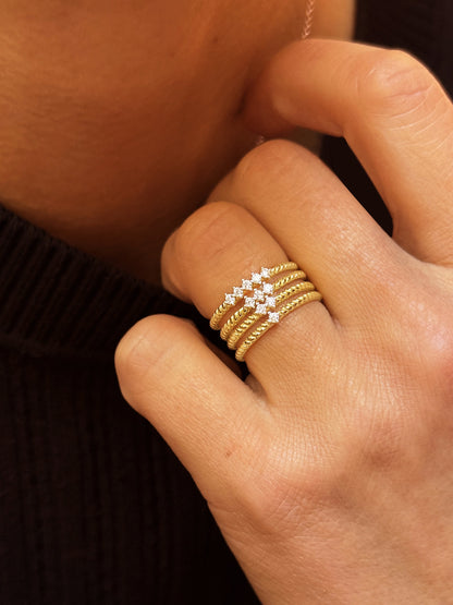 Bague en Argent 925 doré Or jaune 18k et Argent assemblée d'Oxyde de zirconium